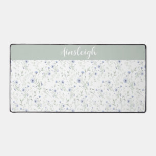 Salbei Blau Aquarell Wildblumen Blumen Custom Name Schreibtischunterlage
