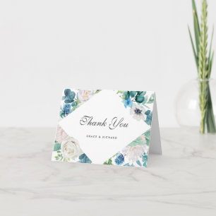 Salbei-Blau-Floral-Hochzeit-Dankeskarten Dankeskarte