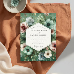 Salbei-Blüten-Hochzeit im nostalgischen Stil Einladung