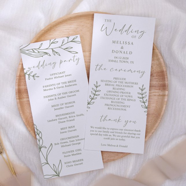 Salbei Boho Blumen Einfaches Hochzeitsprogramm Programm (Von Creator hochgeladen)