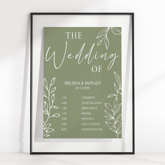 Salbei Boho-Blumen Einfaches Hochzeitsprogramm Zei Poster (Von Creator hochgeladen)