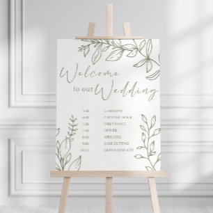 Salbei Boho Blumen Hochzeitsplan Poster