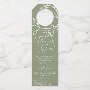 Salbei Boho Blumen Schrift Hochzeits-Dankeschön Flaschenanhänger