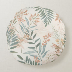 Salbei-Botanical-Blush-Blatt-Aquarellmuster Rundes Kissen