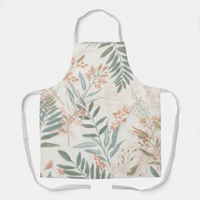 Salbei Botanical Blush Blatt Aquarellmuster Schürze (Vorderseite)