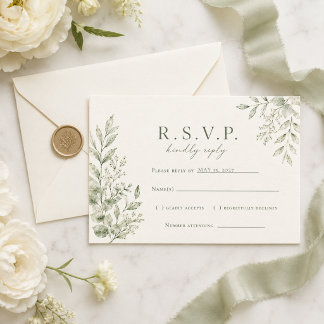 Salbei-Botanische Hochzeits-RSVP-Personalisierte-A RSVP Karte