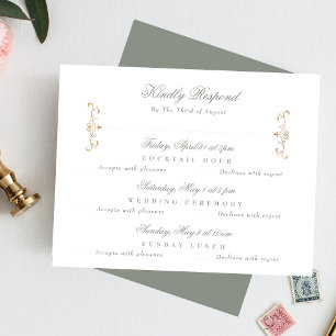 Salbei Classic Goldhochzeit RSVP Karte