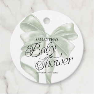 Salbei-Coquette-Bogen-Baby-Party-Geschenkanhänger Geschenkanhänger