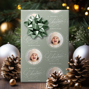 Salbei Elegant Kalligrafie Frohe Weihnachten Foto Geschenkpapier