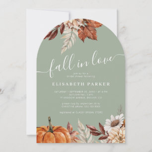 Salbei Fall in Love florale Kürbis-Brautparty Einladung