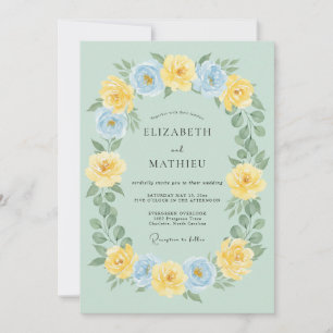 Salbei Gelb Blau Botanische Hochzeit Einladung