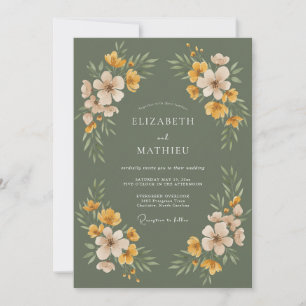 Salbei-Gelb-Botanische-Aquarell-Hochzeit Einladung