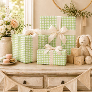 Salbei-Gingham-Baby-Shower-Geschenkpapier Geschenkpapier