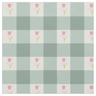 Salbei-Gingham-Blumenstoff nach Maß Stoff
