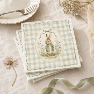 Salbei-Gingham-Kaninchen-Baby-Party Serviette