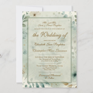 Salbei Gold Aquarell Botanische formelle Hochzeit Einladung