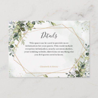 Salbei-Gold-Eukalyptus-Geometrie-Hochzeitsdetailka Begleitkarte