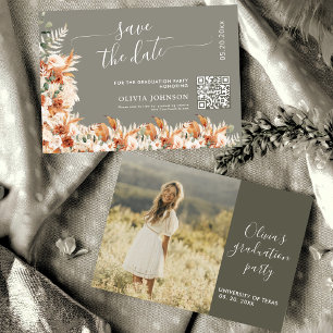 Salbei-Grau-Terrakotta-Abschluss-Save-the-Date-QR Save The Date