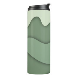 Salbei-Grün Abstraktes Wellenmuster Tumbler Thermosbecher