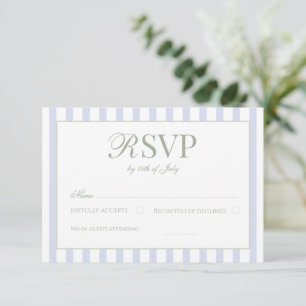 Salbei-Grün & Blau gestreifte elegante klassische RSVP Karte
