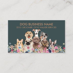 Salbei Grün Braun Haustierfriseur-Logo Hunde Visitenkarte