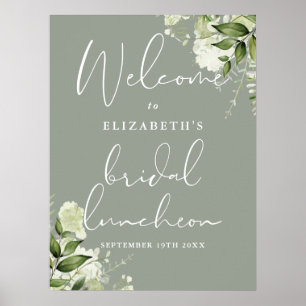 Salbei-Grün-Bridal-Luncheon-Willkommensschild Poster
