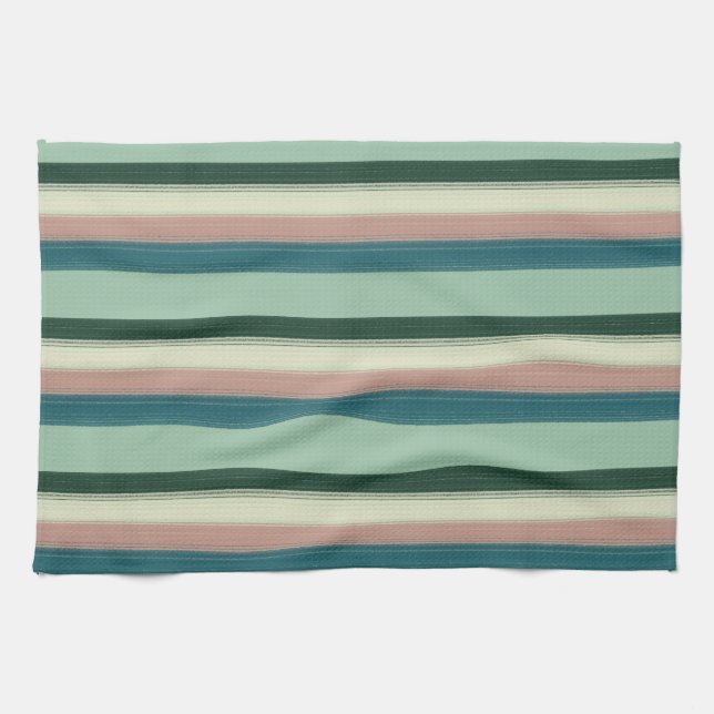 Salbei-Grün Chic gestreift Geschirrtuch (Horizontal)