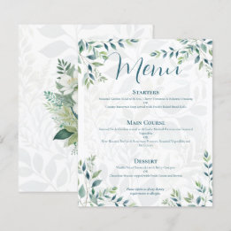 Salbei-Grün-Elfenbein-Eukalyptus-Hochzeitsmenü zum