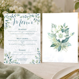 Salbei Grün Elfenbein Eukalyptus Hochzeitsmenükart Menükarte