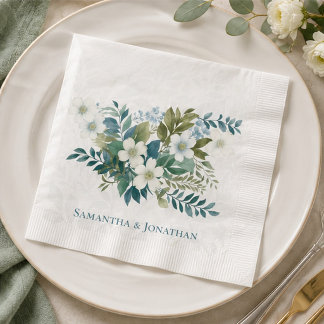 Salbei-Grün-Elfenbein-Eukalyptus-Hochzeitspapier Serviette
