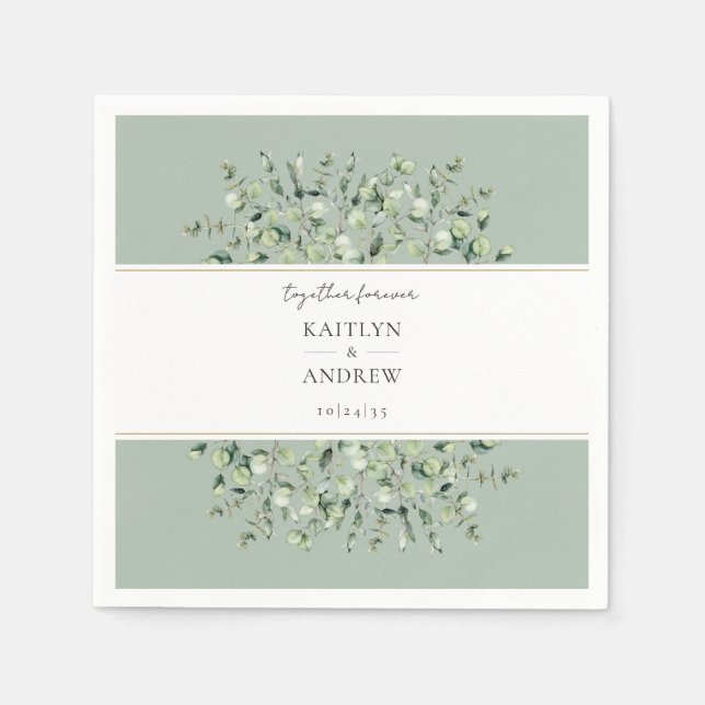Salbei Grün Eukalyptus Für Immer Hochzeit Serviette (Vorderseite)