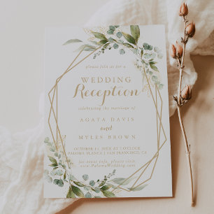Salbei-Grün-Eukalyptus-Gold-Hochzeitsempfang Einladung