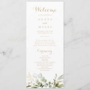 Salbei-Grün-Eukalyptus-Gold-Hochzeitsprogramm Programm
