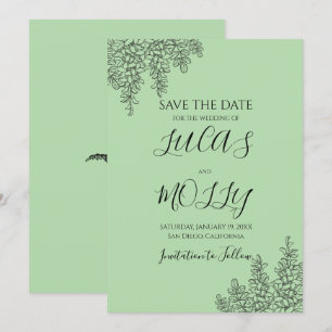 Salbei Grün Farn Blatt Hochzeit Save The Date