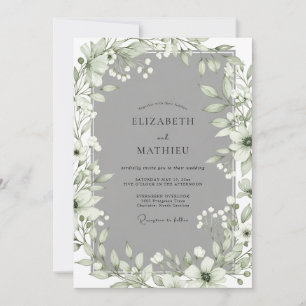 Salbei-Grün Florale Verzauberung Hochzeit Einladung
