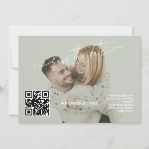 Salbei-Grün-Kalligrafie-QR-Code-Foto-Hochzeit Save The Date