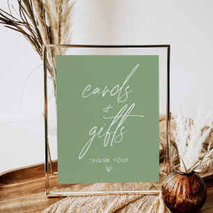 Salbei-Grün-Minimalist-Karten & Geschenke-Schild Poster