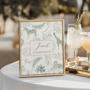 Salbei-Grün-Safari-Dschungeltiere-Baby-Shower-Esse Poster
