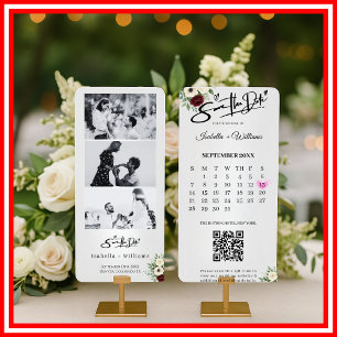 Salbei-Grün Save The Date Foto-Streifen QR-Hochzei