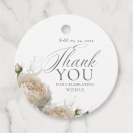 Salbei Grün Weiß Rosen Hochzeit Geschenkanhänger
