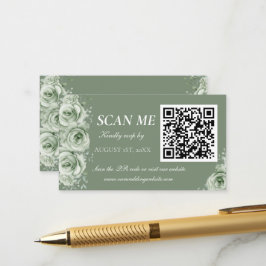 Salbei-Grün Weiße Florale Hochzeits-RSVP-Einschlus Begleitkarte