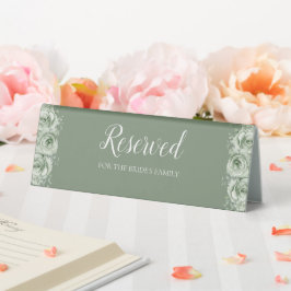 Salbei Grün Weiße Florale Reservierte Hochzeit Tischaufsteller
