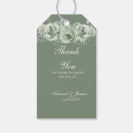 Salbei-Grün Weiße Florale Rustikale Hochzeitsgesch Geschenkanhänger