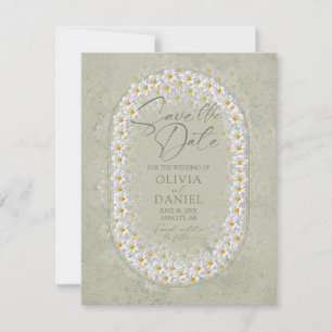 Salbei-Grün Weiße Gardenien Boho Save-the-Date Ankündigung