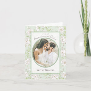 Salbei Grün Weiße Rose Hochzeit Danke Karte Foto