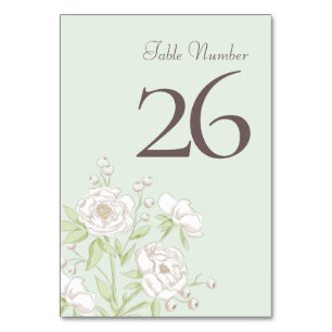 Salbei-Grün Weiße Rose Hochzeit Tischnummer