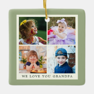Salbei-Grün Wir lieben dich Opa 4 Foto Weihnachten Keramikornament
