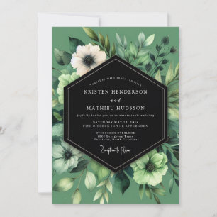 Salbei Grüne Anemonen Hochzeit Einladung