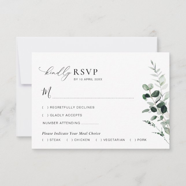 Salbei-grüne Aquarellfarben-Blume Hochzeit-RSVP-Ka Dankeskarte (Vorderseite)