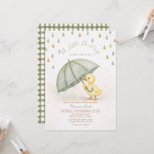 Salbei-Grüner Entlein-Regenschirm-Baby-Party Einladung